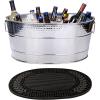 imageBREKX Stainless Steel Beverage Tub  Insulated MultiFunctional Bar Mat for Parties amp Events 6Gallon Large Ice Bin for Drinks with Rubber Drying Mat Set