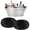 imageBREKX Stainless Steel Drink Tub  2 Insulated Party Mats for Parties 1 Tub  2 Bar Mats Drink Buckets for Parties with Bar Mat for Cocktail Bar