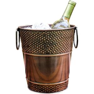 imageBREKX Berkshire Copper Finish Galvanized Wine Bucket Leak amp Rust Resistant Sealed Ice and Drink Holder with Handles 5 QuartsCopper