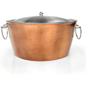 imageBREKX Rose Copper Ice Bucket with Lid for Parties  15QT Stainless Steel Anchored DoubleWalled SweatFree Beverage Tubs for Parties  3 Gallon